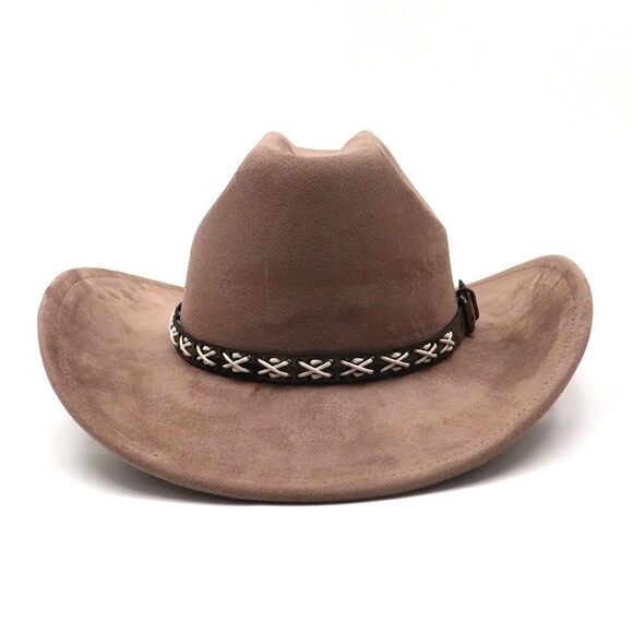 3365 Western Suede Cowboy Hat For Women Men Wide Brim Classic Cowgirl main image 5